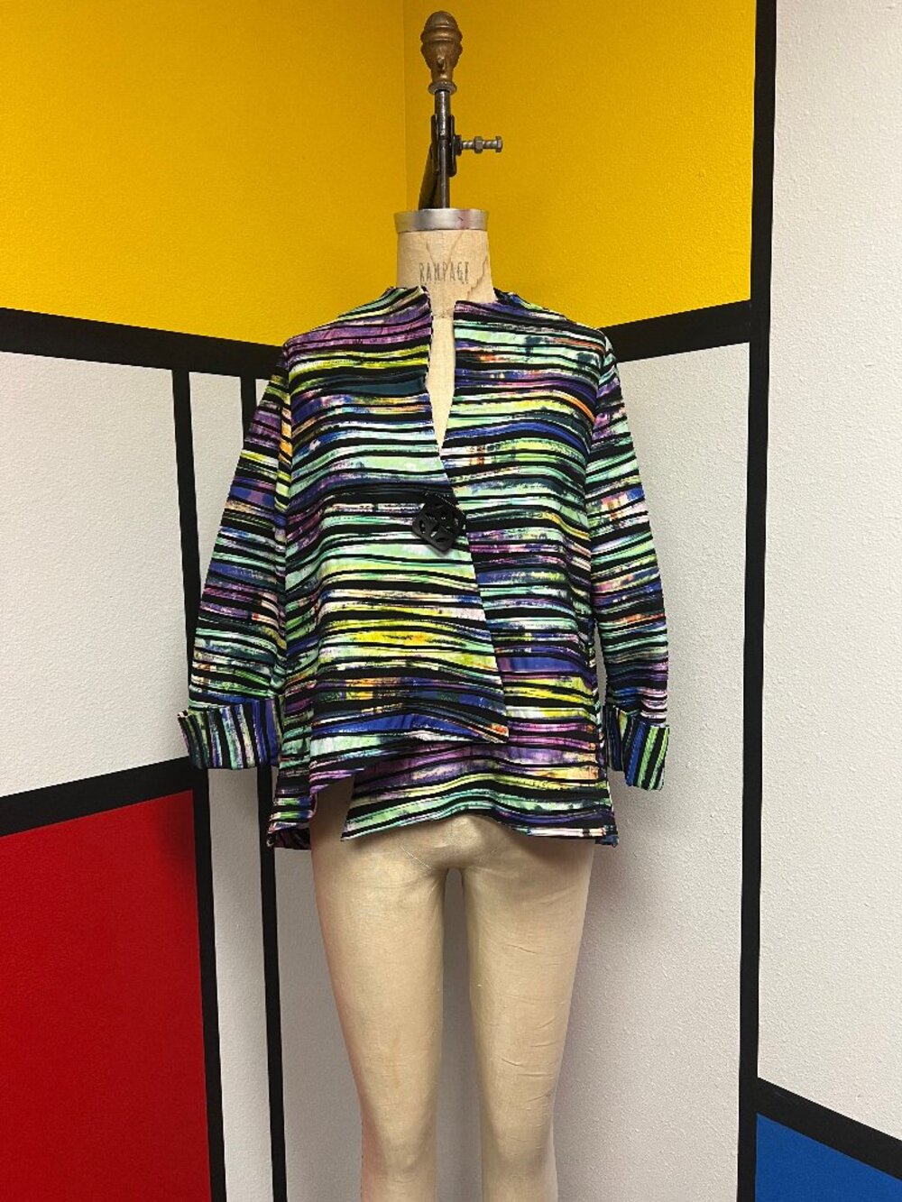 EUC Vintage Saint Gil Paris Colorful Textured Flowing Coat Jacket Size Small